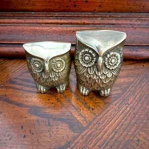 Vintage Brass Owl Set